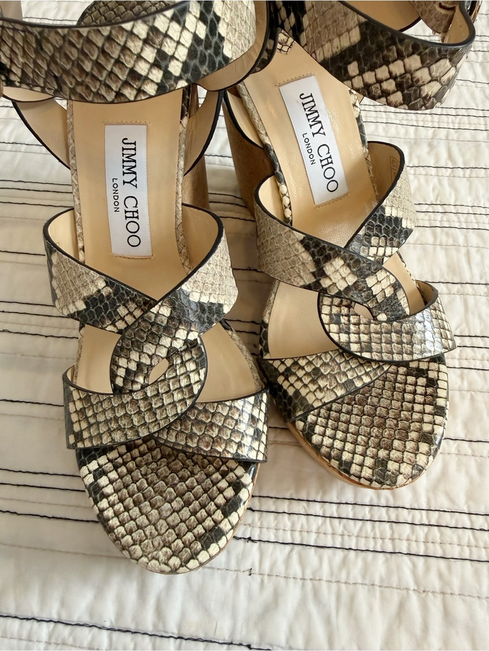 NWT Jimmy Choo Snake Embossed Strappy Sandals Wedge Platform size 39 - Picture 10 of 10